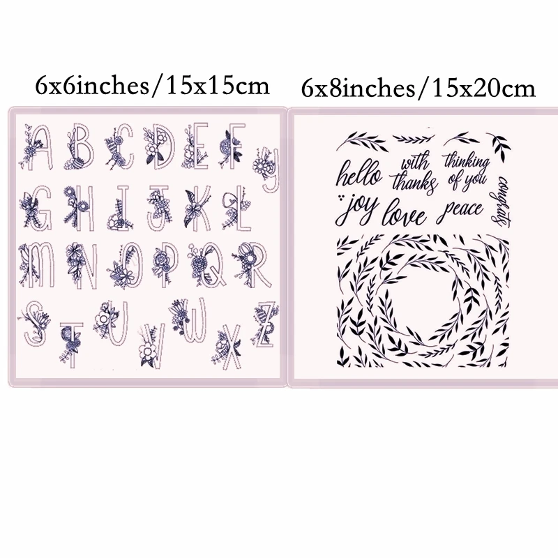

Florals Alphabets Branches Frame Pattern Transparent Clear Silicone Stamp/Seal for DIY scrapbooking/photo album Decor Stencil