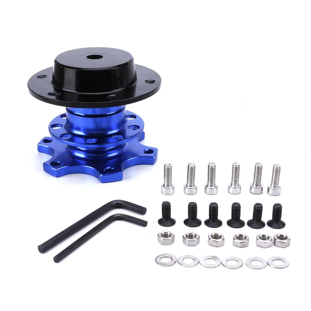 CNSPEED Universal 6 Hole Racing Steering Wheel Quick Release Hub Volante Quick Release Hub Adapter Removable Snap Off Boss Kit - Цвет: Синий