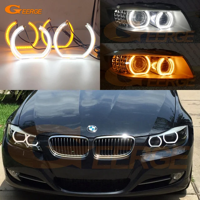 For BMW 3 Series E90 E91 2009 2012 Xenon headlight Excellent DTM Style LED Angel Eye Kit Dual