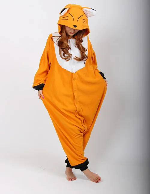Кигуруми косплей костюм, унисекс тапочки в виде персонажа аниме Мягкий комбинезон в виде лисы для взрослых; Пижама с рисунком животных; Комбинезоны пижамы, одежда для сна, комбинезон