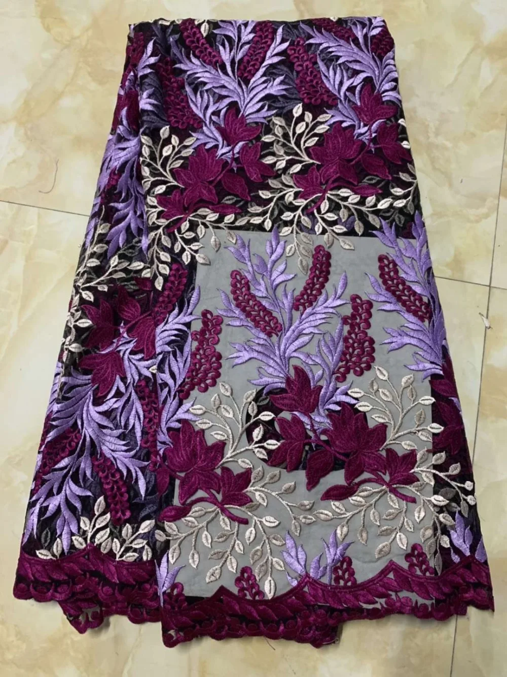 

Nigeria popular lace fabric, 2019 quality lace embroidery French chiffon lace fabric party