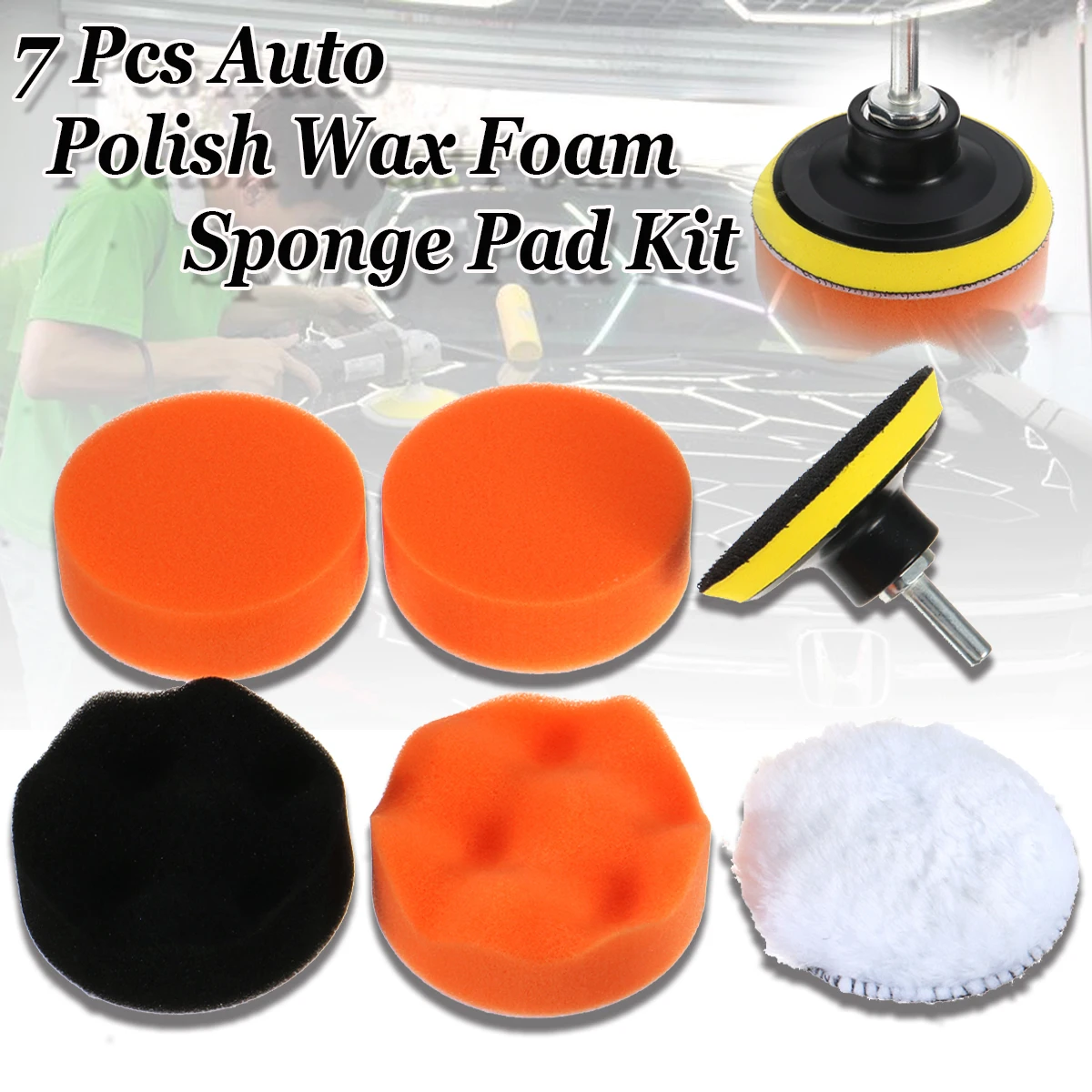 7Pcs Thread Self adhesive Car Polishing Waxing Sponge Auto Wheel Sponge