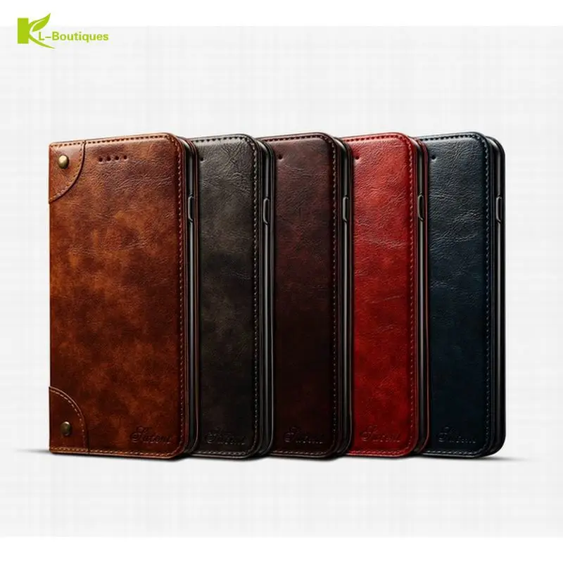 

KL-Boutiques Genuine Leather Case for iphone X Real Leather Flip Cover Wallet Phone Pouches Stand Cases for iphoneX