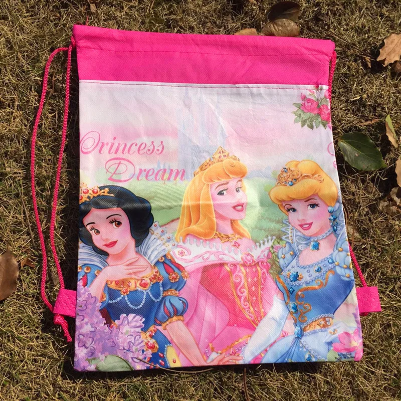 12 шт., рюкзак на шнурке для снежной принцессы, Золушки, нетканый тканевый рюкзак, сумка в подарок, вечерние сумки для детей, украшение на день рождения для мальчиков и девочек