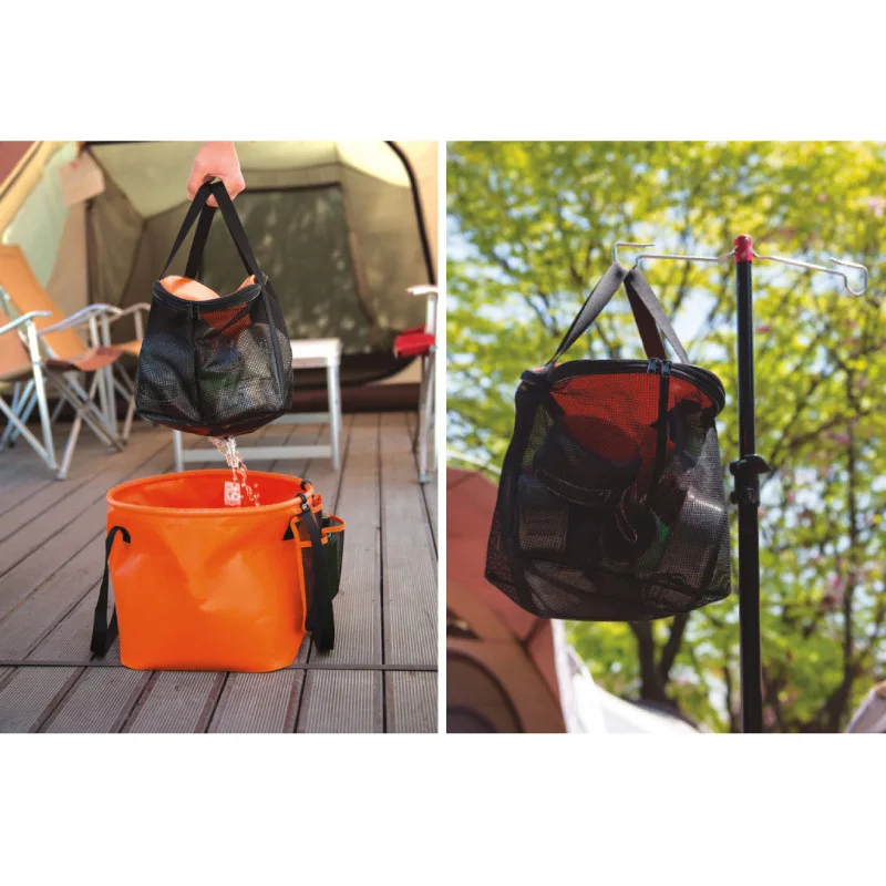 New outdoor folding bucket double-decker leachate basket wash Vegetable dishwasher camping telescopic fishing barrel Fishing Bag