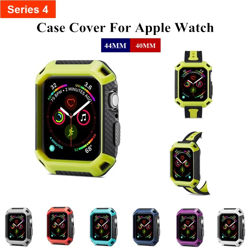 

For Apple Watch 44MM 40MM Rubber Silicone Shockproof Shell Cover Case TPU Protective Bumper Frame for iWatch Series 4 Watch Band