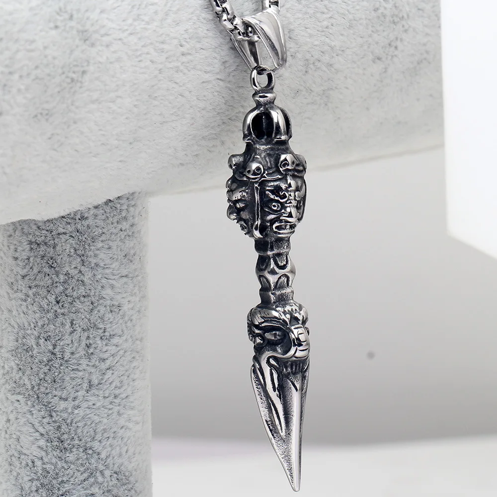 

316L Stainless Steel Jiang Mochu Antique Dagger Pendants Necklace for Men vajra evil The Tibetan Buddhism Jewerly