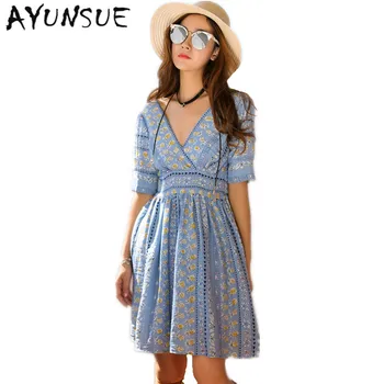 

Newest Casual V Collar Summer Woman Dress 2020 Slim Flower Thin Bohemian Dress Women Beach Party Dresses Vestidos Mujer FYY303