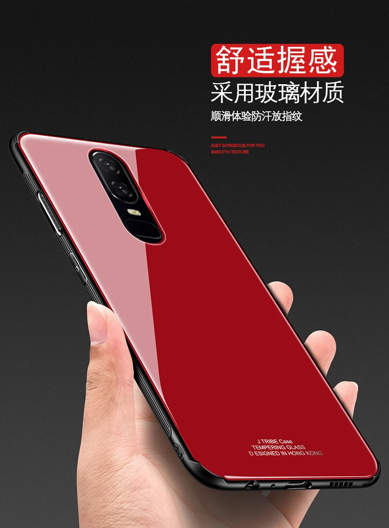 Tempered Glass Case for oneplus 6 oneplus6 1+6 Hybrid Hard PC Soft TPU Mirror Surface Glass Back Cover for one plus 6 Case