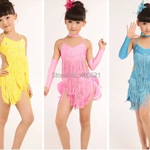 20 компл./лот Обувь для девочек кисточкой Блёстки Тюлевое платье юбка Детская Одежда для танцев современный Костюмы для латиноамериканских танцев танцевальный сценический костюм, 3 цвета
