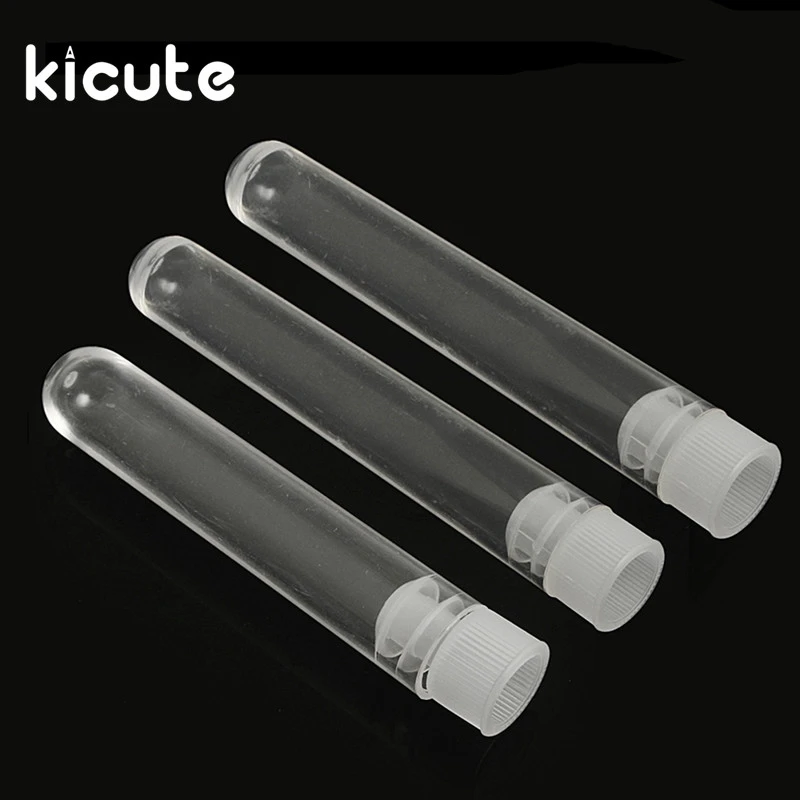 

Kicute 10pcs Plastic Transparent Good Test Tubes With Lid Caps Vial Sample Containers U Shaped Bottom Lab Equipments 3 Size