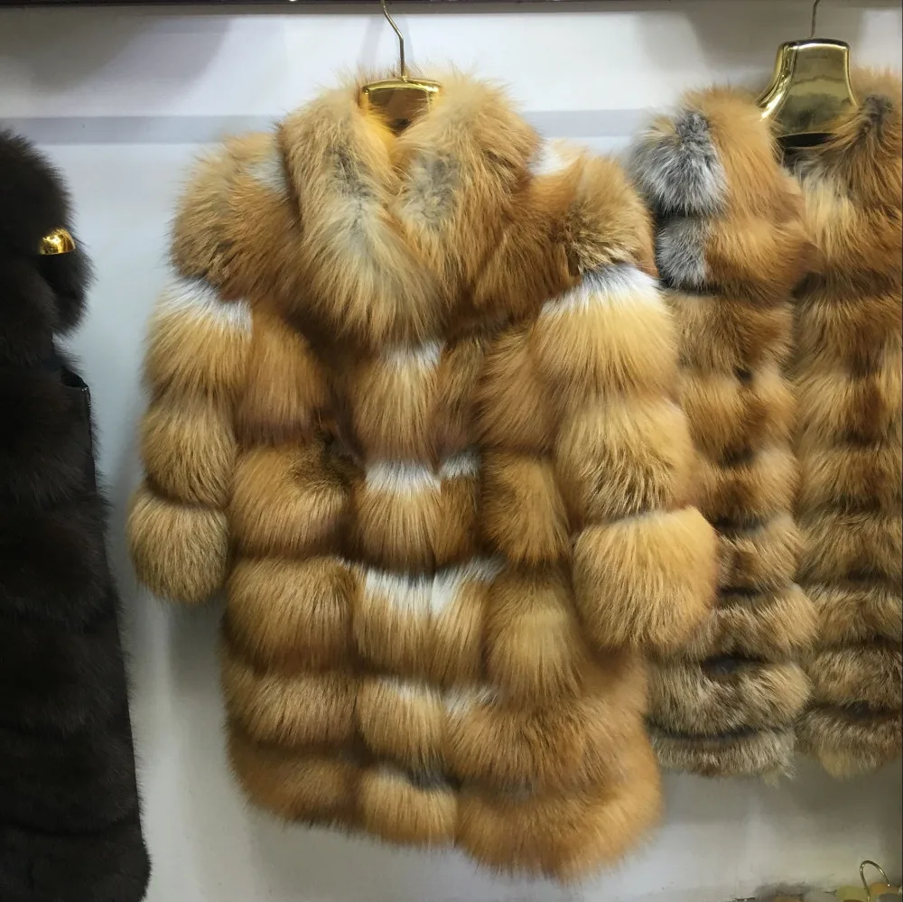 Luxury Deisgn Real Red Fox Fur Women Coats Thick Winter Genuine Female