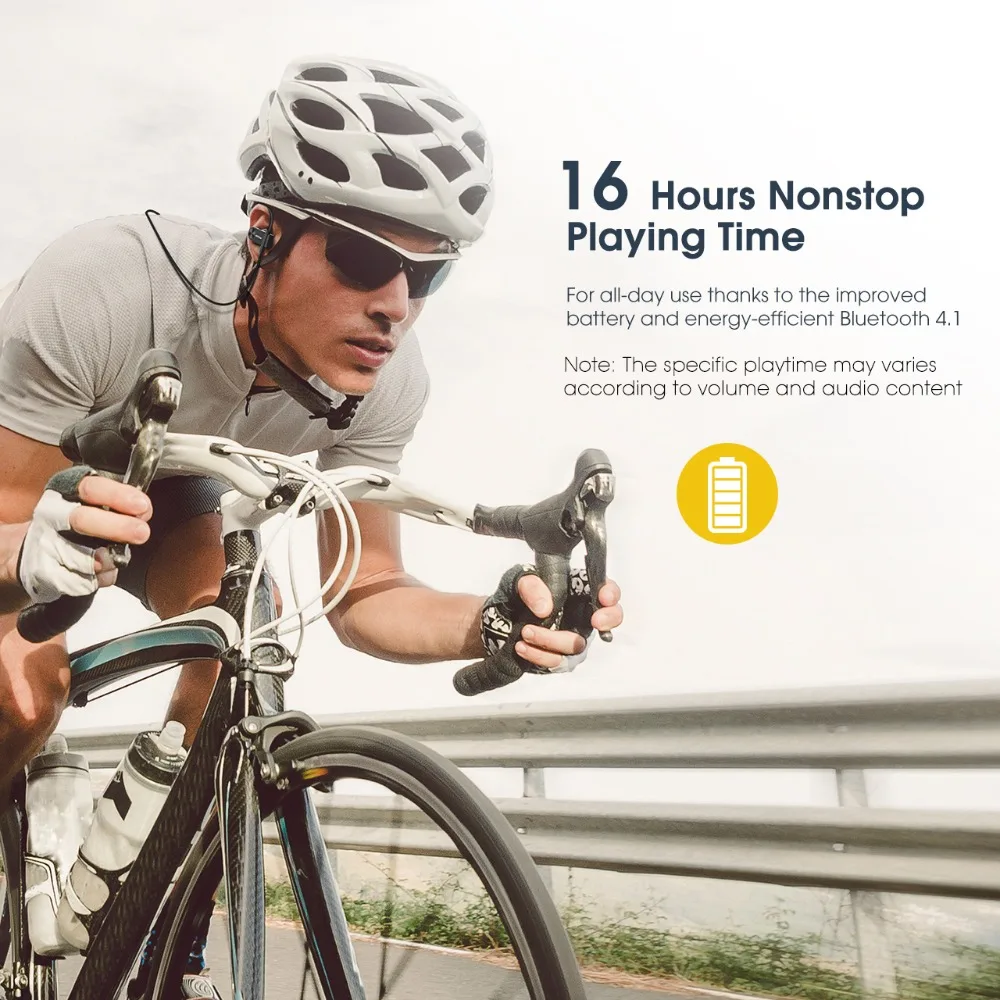 Mpow D2 Bluetooth 4.1 Wireless Earphone IPX7 Waterproof 16H Super Long Playing Time Sport Earbuds with Mic&EVA Carrying Case