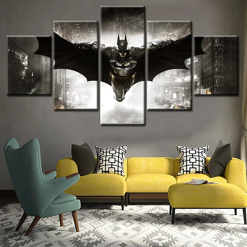 

5 Pieces Batman Poster Wall Art Canvas Painting Nordic Wall Pictures for Living Room Decoration Picture Art Print