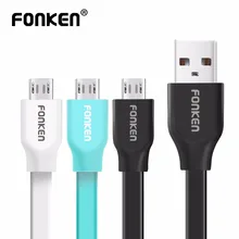 FONKEN Micro USB кабель плоский Лапша Макс 2.4A быстрое зарядное устройство зарядный шнур данных анти-обмотка Быстрая зарядка для мобильных телефонов Кабели