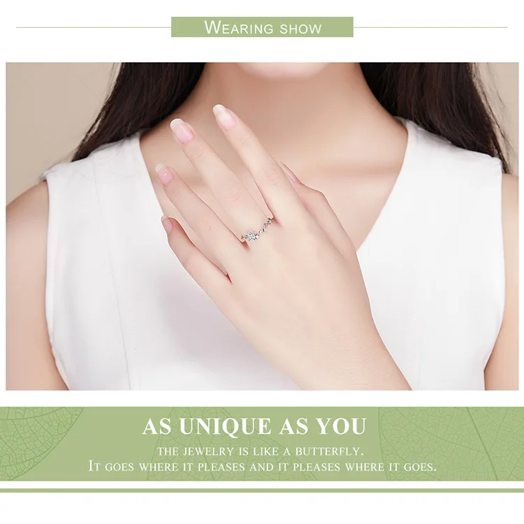 WOSTU Аутентичные 925 пробы серебро стекируемые звезды элегантность палец кольцо для Для женщин Серебряные украшения на свадьбу, годовщину подарок DXR440