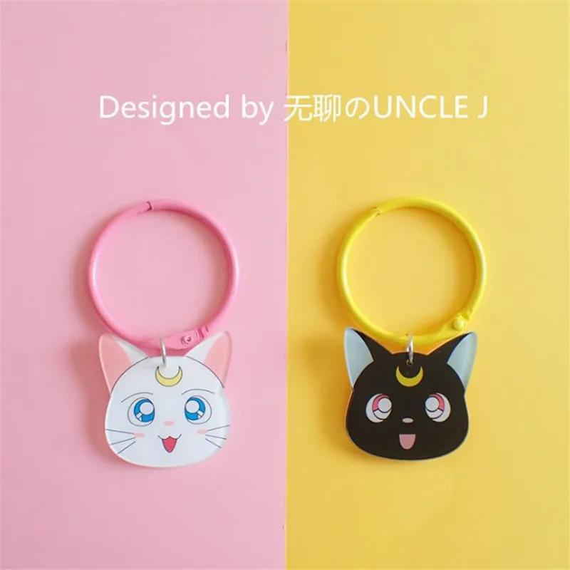 

Hot New Anime Sailor Moon Key Chain Luna Cat Cosplay Accessories Soft Girl Cute Cartoon Cat Key Chain Hearts No Flowers Gift