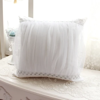 

white lace square cushion candy pillow romantic lace flowers grenadine back cushion wedding decor home