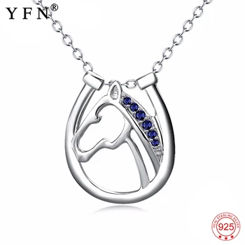 

Necklace 925 Sterling Silver Lovely Horse Head Horseshoe Pendants Necklaces Fashion Crystal Necklace Gifts For Women PYX0107