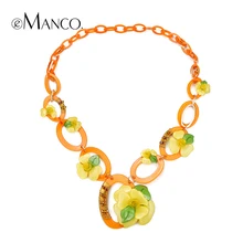 Acrylic yellow clover statement necklaces pendants eManco brand new fashion necklace multicolors women accessories NL10155