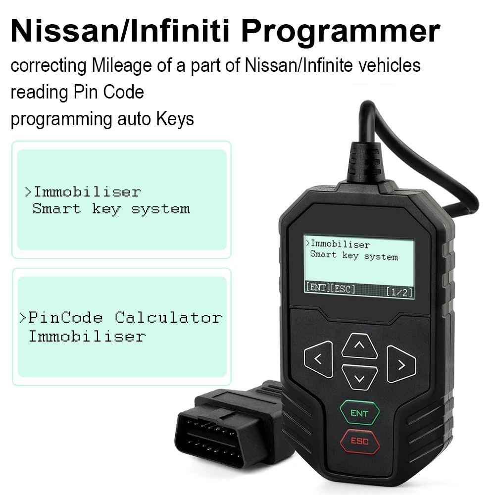 OBDPROG MT003 светодиодный фонарик-брелок на ключи для Nissan/Infiniti с 4-разрядный и 20-разрядный для чтения pin-кода иммобилайзер одометр через OBD 2
