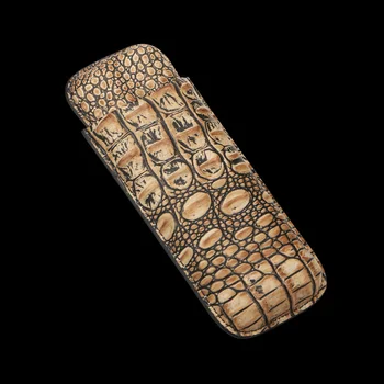 

New style! High-end Fashion Design Luxury Travel Portable Leather Cigar Case Holder 2 Cigars