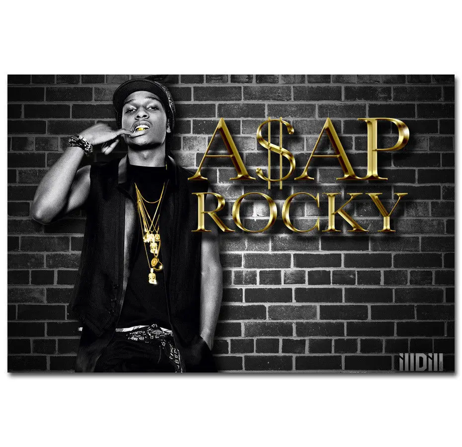 F290 Горячее предложение ASAP Rocky Rap хип-хоп Рэп звезда шелк свет холст для живописи