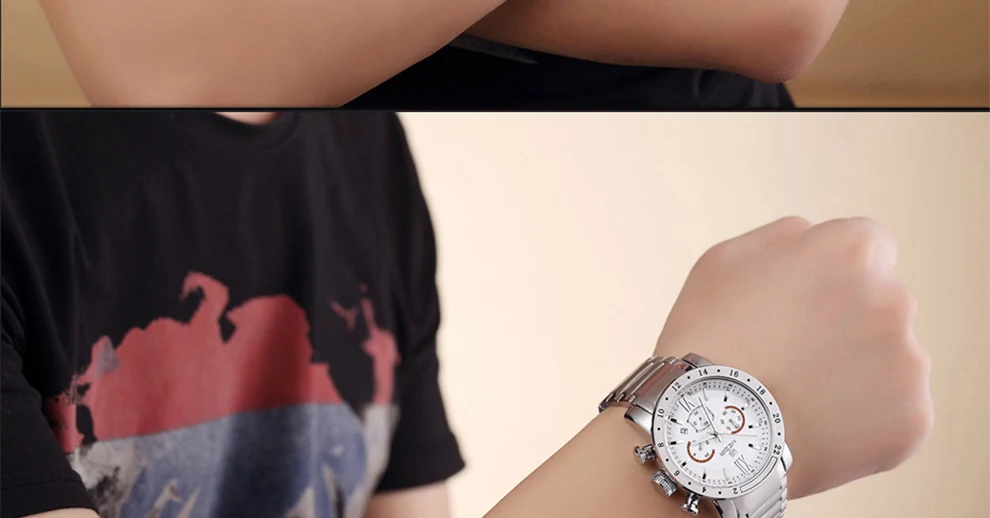 MEGIR модные Элитный бренд кварцевые часы Для мужчин Нержавеющая сталь спортивные часы Для Мужчин's Водонепроницаемый Наручные часы Relogio Masculino