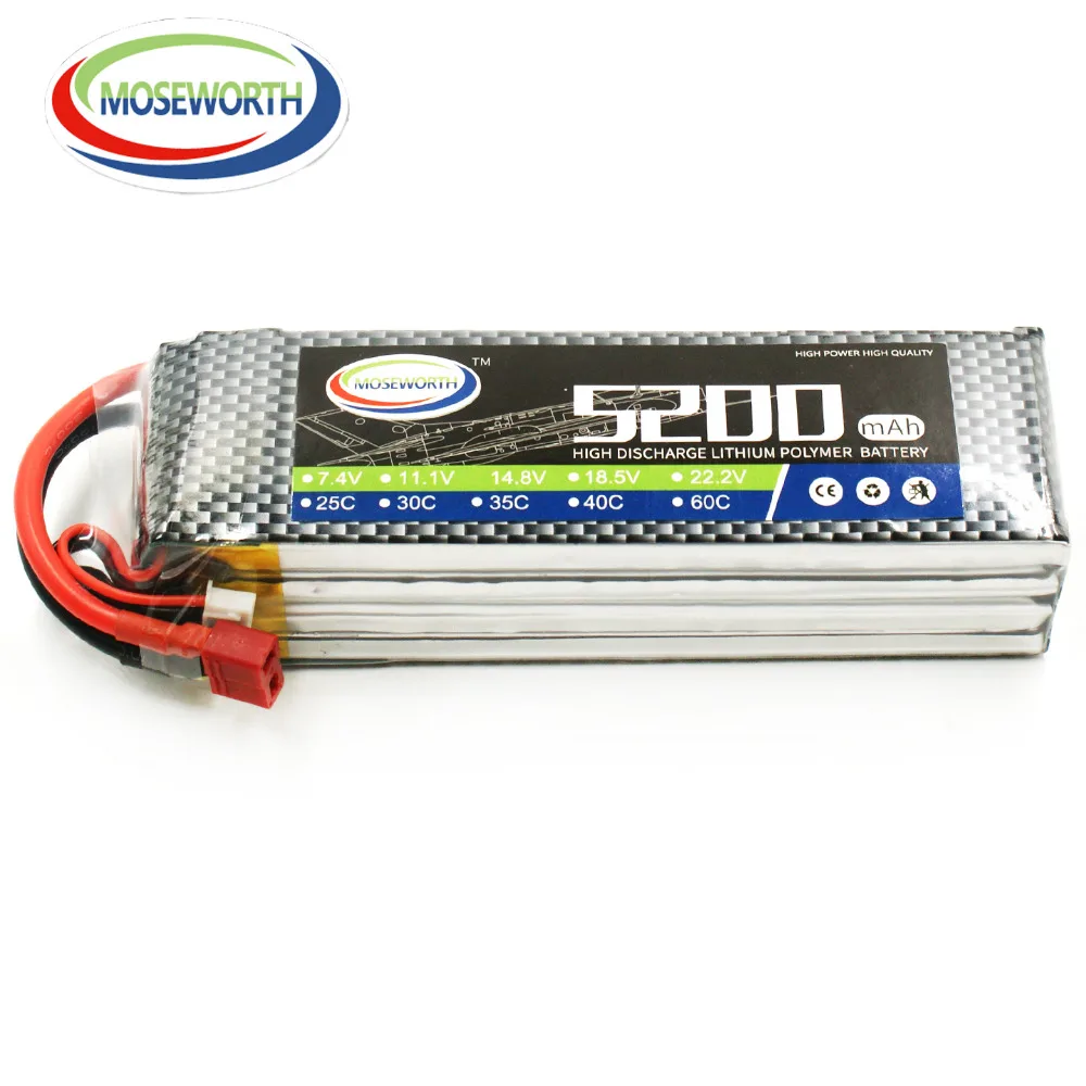 MOSEWORTH 4S 14,8 V 5200mAh 30-60C RC Дрон Lipo батарея для RC самолета Whirlybird лодка Акку батарея