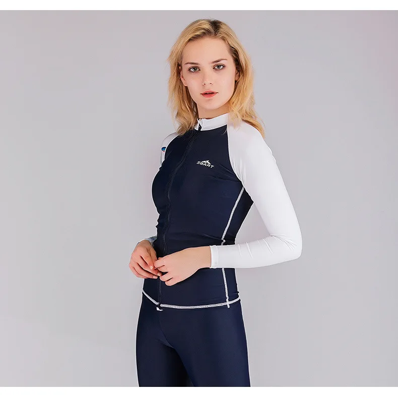 

Sbart long sleeve swimwear women uv shirt rash guard windsurf bathing suit top swimsuit women surfing water sports lycra shirt