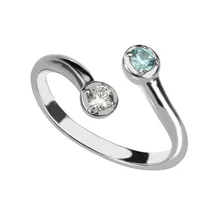 Personalized Silver Dual Birthstone Ring Mothers ring, Stackable Two birthstones ring, Couples jewelry