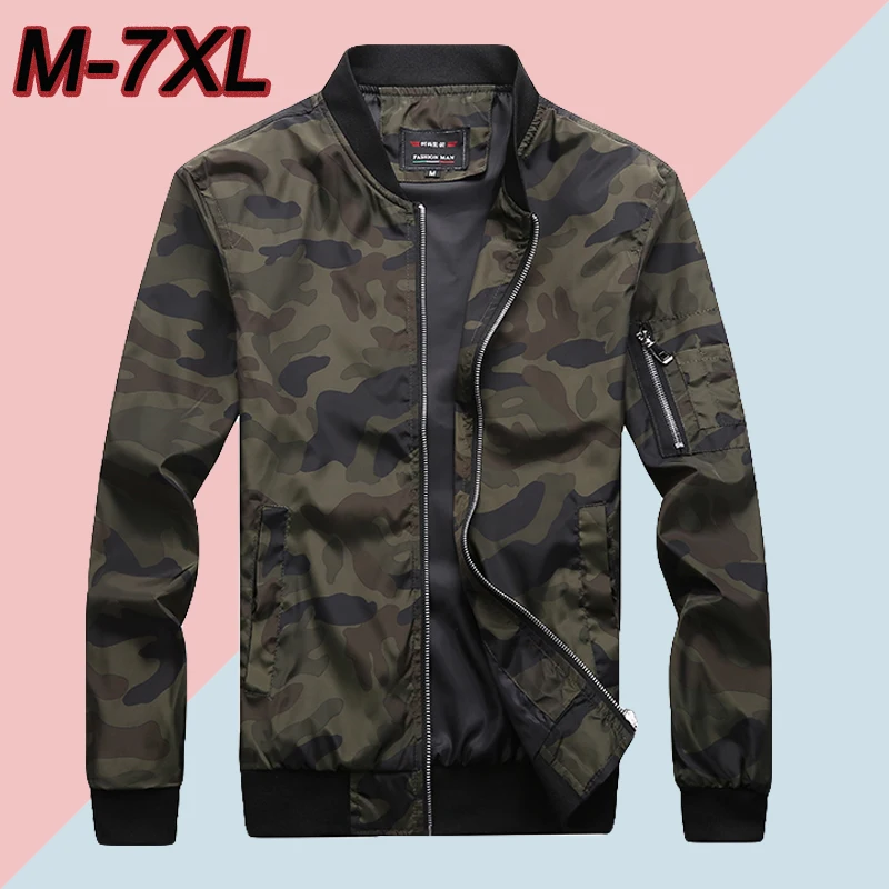 

MuLS 7XL Camo Bomber Jacket Men Camouflage Male Jacket Coats Baseball Collar Mens Jacket Brand Cloth Outwear 5XL 6XL Plus Size