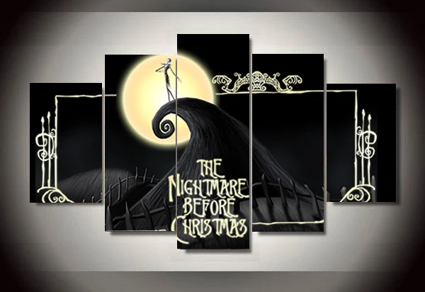 unframed printed the nightmare before christmas 5 piece painting nightmare before christmas wall