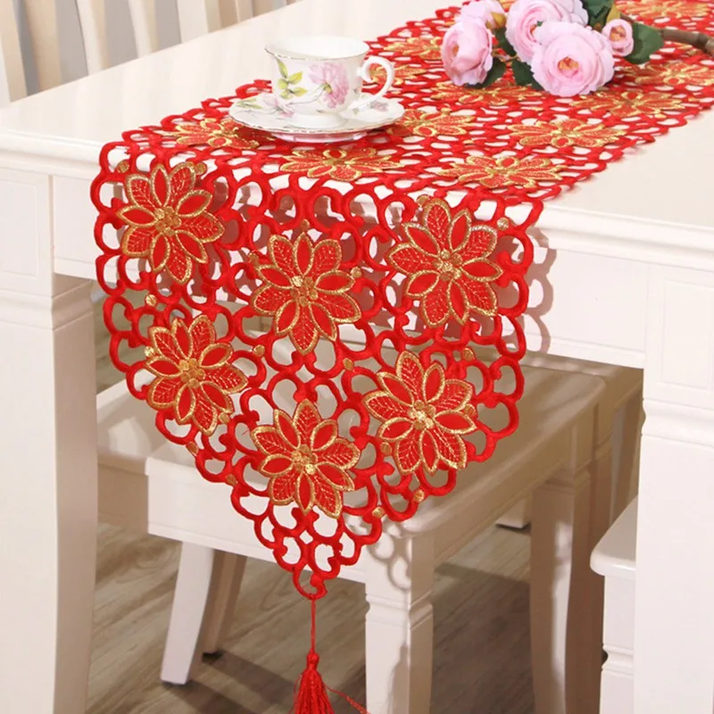 Popular Table Runner Modern Embroidered Table Runners Hollow Out TV Table Runners for
