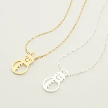 

Daisies Gold Silver Snowman Necklace Christmas Winter Accessories Necklaces Pendants For Women Jewelry collier femme 10pcs/lot