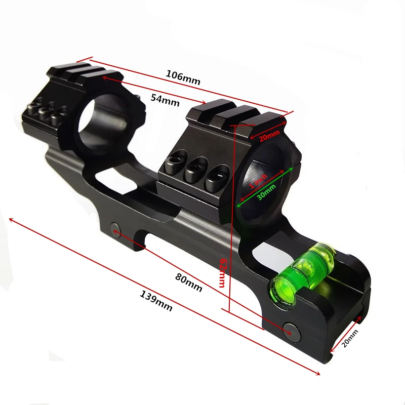 

Hunting Mount 30mm Scope Mount Dual Ring Heavy Duty Tactical Riflescope Mount with Spirit Bubble Level for 20mm Picatinny Rail
