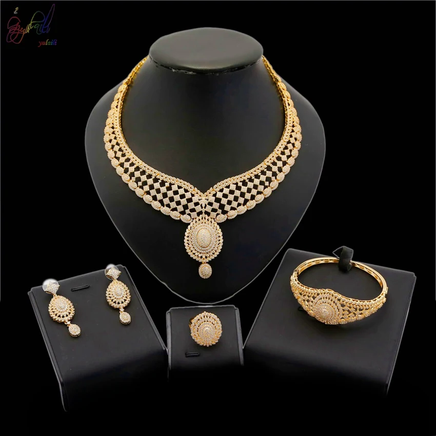 

Yulaili Jewelry Sets Women Luxury African Beads Jewelry Set Imitation Crystal Jewerly Sets Vintage Egyptian Costume Jewelry.