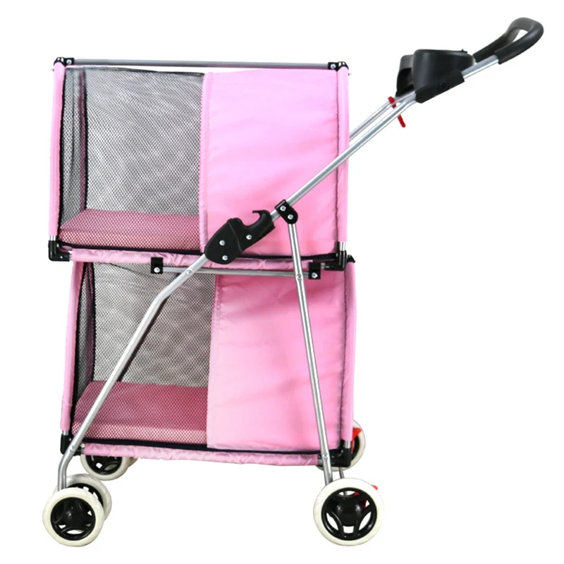 

Hot Selling Dog Products Double Layer Pet Stroller Portable Pet Carrier Breathable Puppy Dog Cat Travel Bag 4 Colors