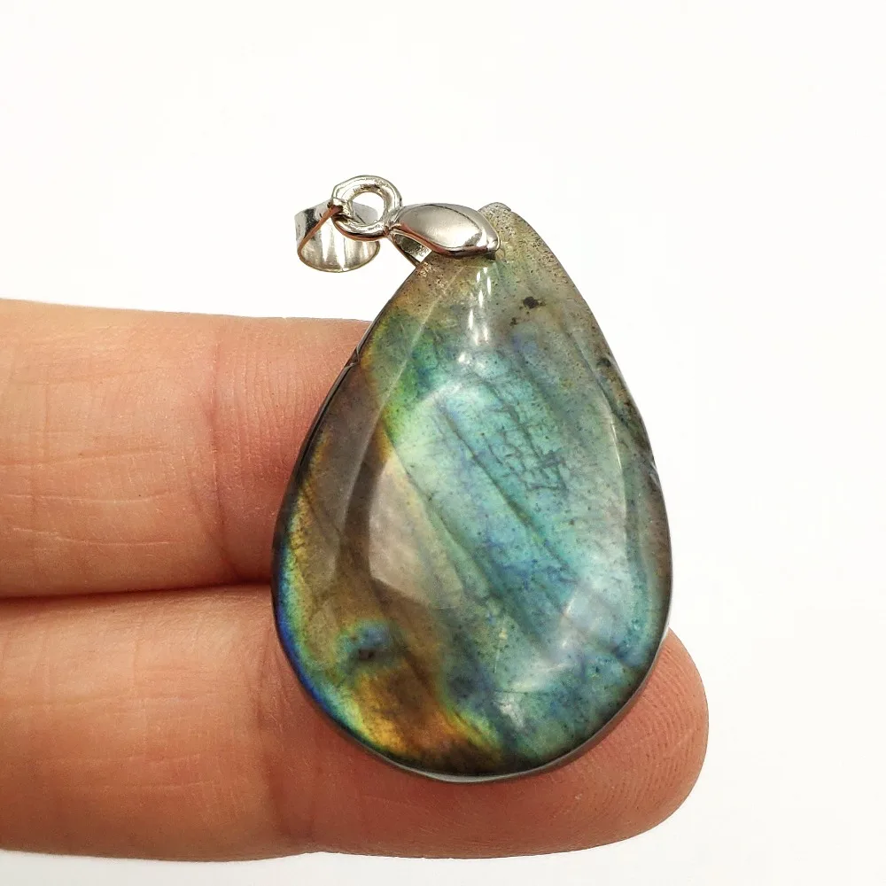 

Natural Rainbow Light Labradorite Best Necklace Pendant 31x20x8mm Water Drop Moonstone Gift Crystal Woman ManPendant AAAAA