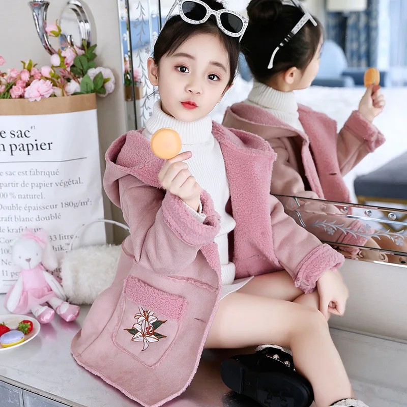 

Girl Western Style Loose Coat 2018 Autumn And Winter Pattern Down Thickening Down Overcoat Children Coat