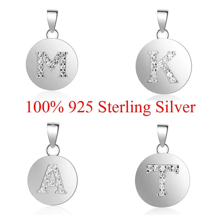 

100% 925 Sterling Silver Initial Name Charm Pendant for Women DIY Jewelry Finding Charms A-Z Alaphabet Charms Wholesale