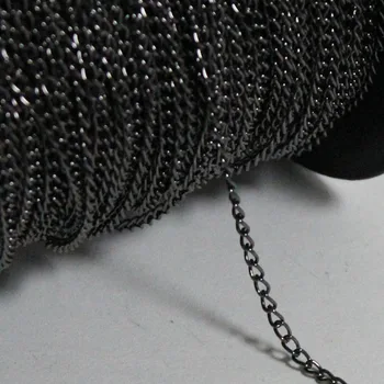 

2-4MM Red Copper Metal Free Nickel Gunmetal Black Plated Curb Chains Jewelry Necklace Fashion Links Finding 100M Pick Up Sizes