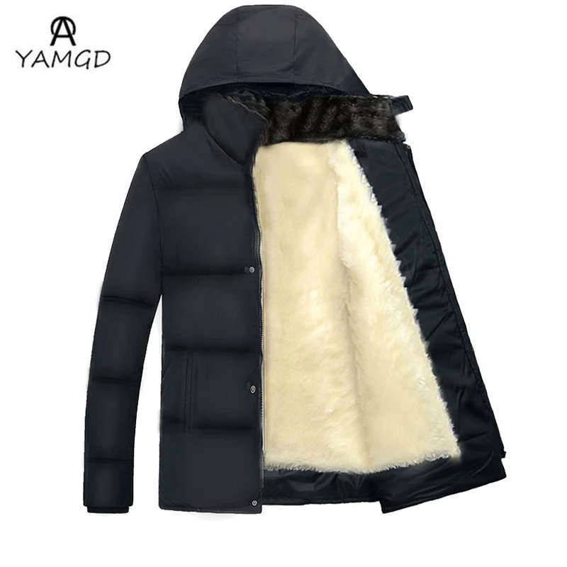 2016 winter fashion new men’s casual plus velvet thick warm Cotton-padded clothes / Men add wool hooded down jacket coat
