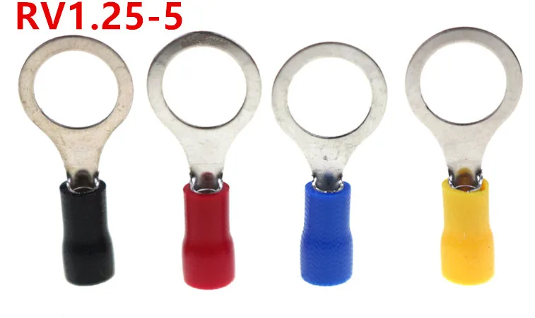 

RV1.25-5 Red Insulated Crimp Ring Terminal Cable Wire Connector 100PCS/Pack RV1.25-5 RV