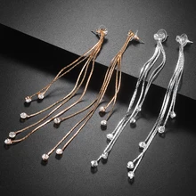 Jiayiqi абсолютно новая мода горный хрусталь Кристал капля серьги массивные Висячие длинные серьги с кисточками Pendientes Летний стиль