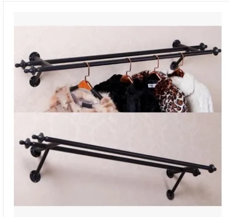 

Wrought iron coat rack hangers rack clothing store Women's display wall on the side wall of the goods shelf