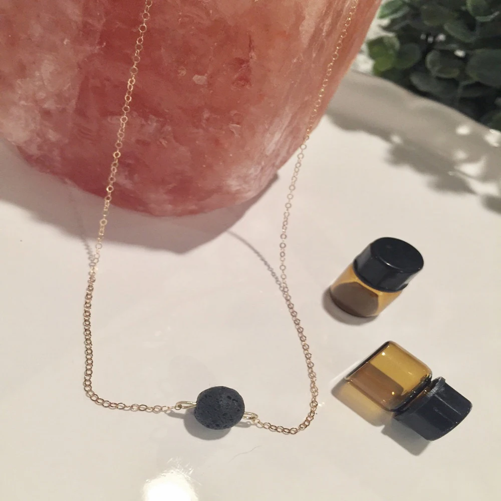 Wenhao ожерелье из вулканического камня, эфирные масла диффузор ожерелье, ароматерапия ювелирные изделия, Лава камень бусы ожерелье оптом