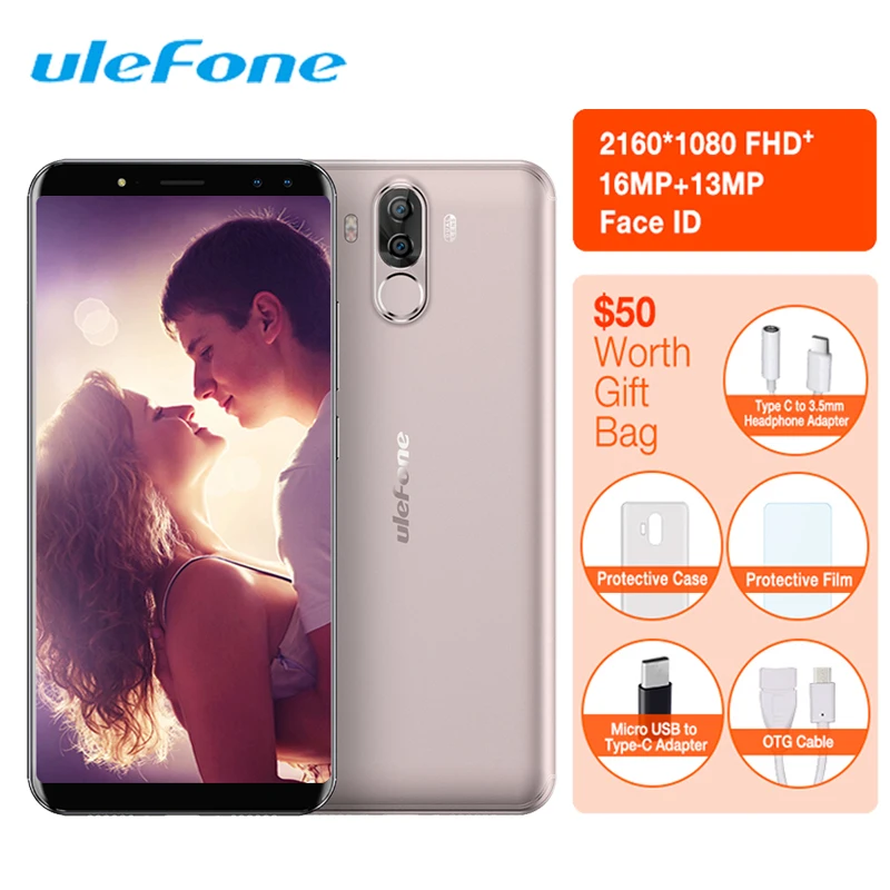Ulefone Power 3S 18:9 Smartphone Face ID 6 Inch Android 7.1 MTK6763 Octa Core 4GB+64GB 6350mAh 16MP Quad Camera 4G Mobile Phone
