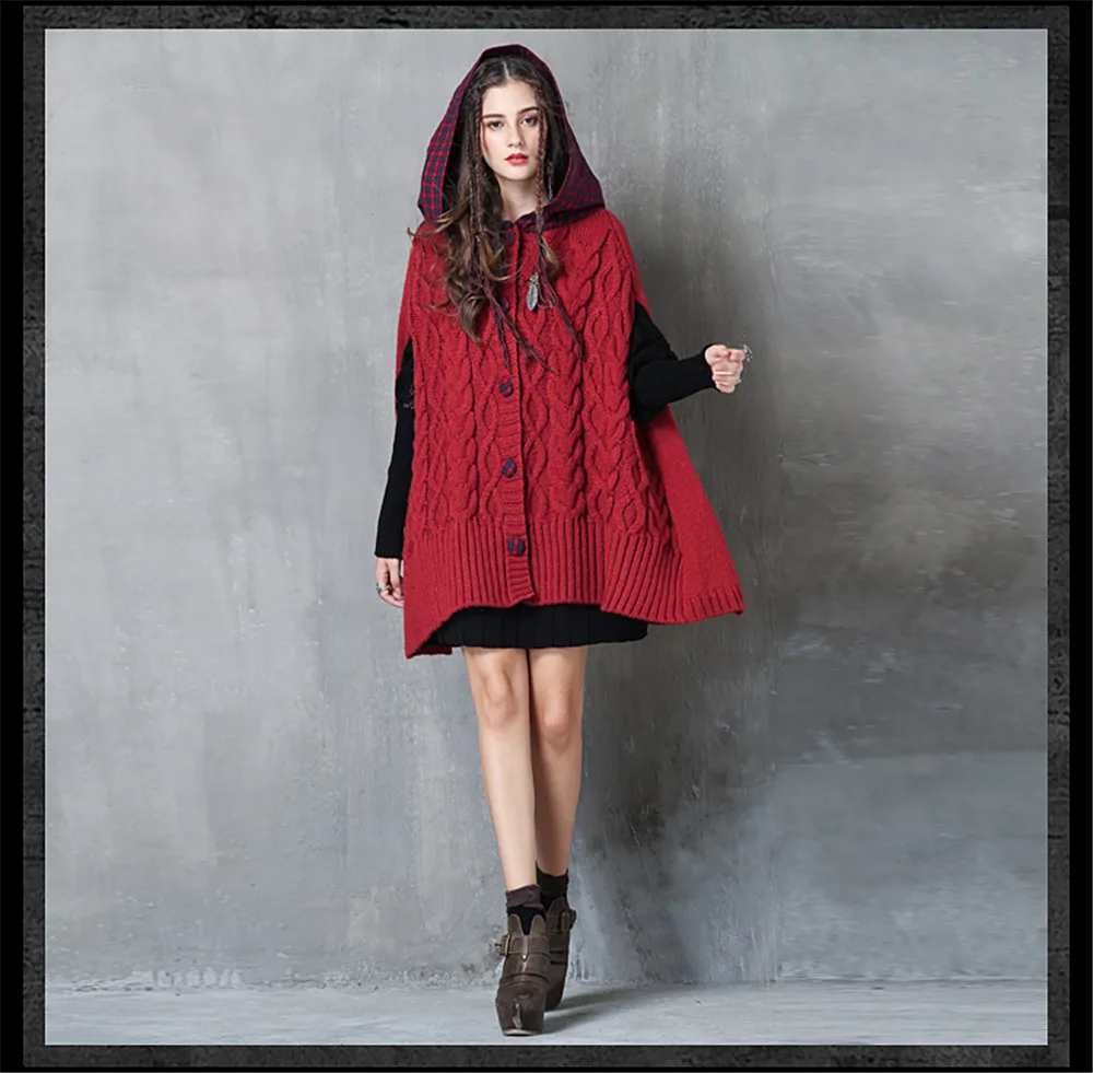 Vintage  Cotton Wool Sweater Coat Women Warm Vests Single Breasted Hooded Wrap Cloth Button Casaco Feminino 2017 Colete Feminino (13)