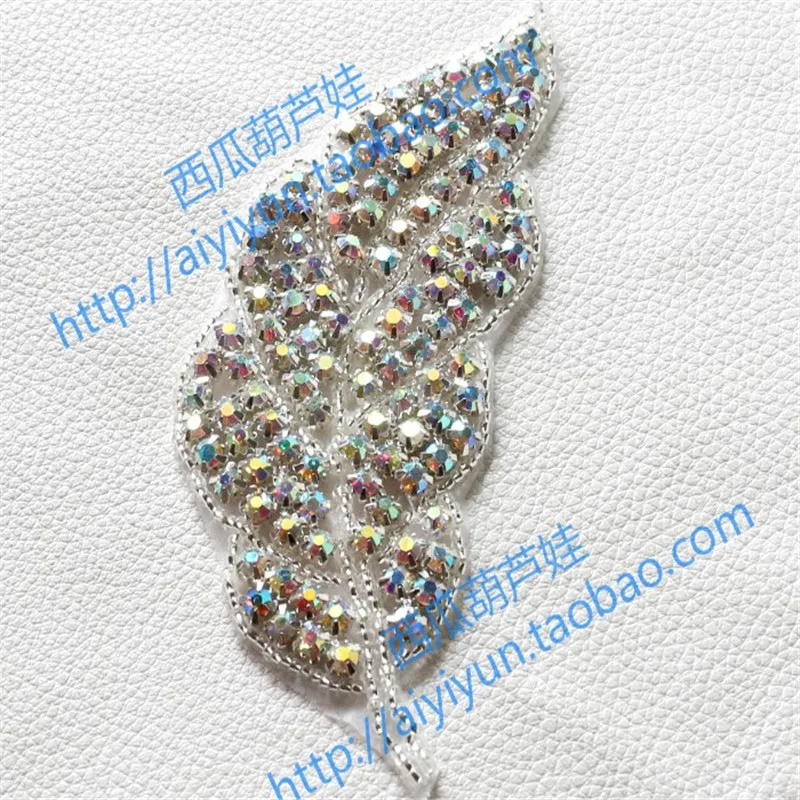 2 pc leaf shape crystal ab rhinestone applique | Дом и сад